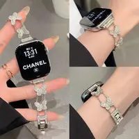 适用小米手环10pro表带8/9pro闪钻蝴蝶腕带红米watch5轻奢4表链女