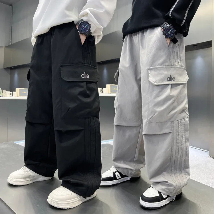 男童秋季工装裤2025新款中大童秋装宽松男孩春秋款儿童直筒裤子潮