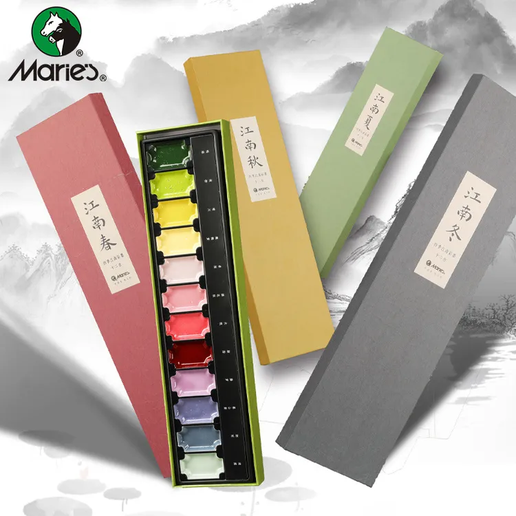 Marie’s/马利四季江南国画彩墨颜料固体国画颜料中国风颜料12色