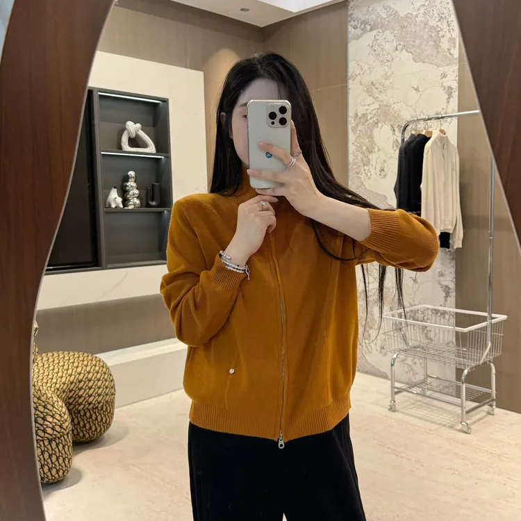 宿慕SUMU宽松拉链立领纯色针织开衫女9-30新款韩版百搭毛衣88358