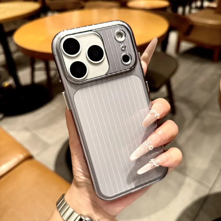 瓦楞条纹透明透黑款pc硬壳适用iPhone17pro手机壳苹果16/15