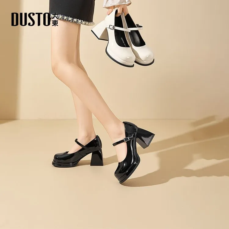 大东女鞋2025秋季百搭新款甜美浅口单鞋高跟增高玛丽珍鞋女款0136