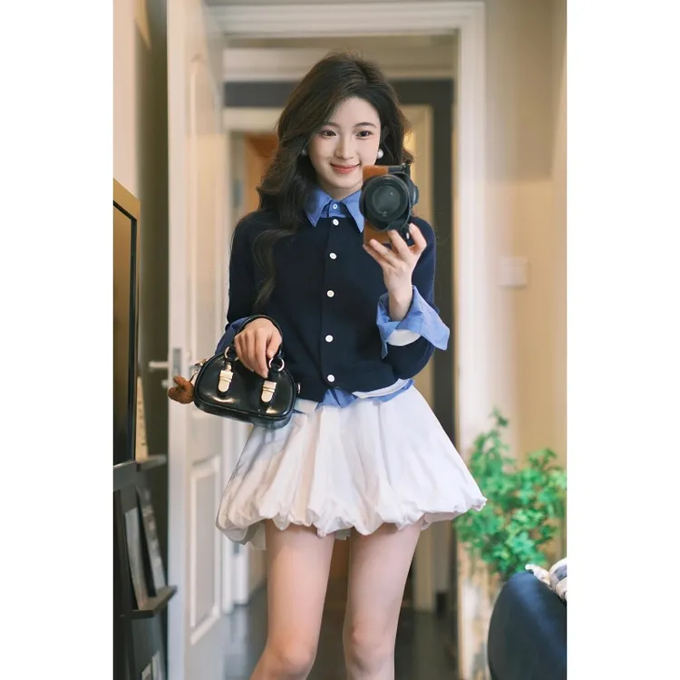 MARIE.COCO春季穿搭一整套气质名媛开衫衬衫半身裙韩系时尚套装