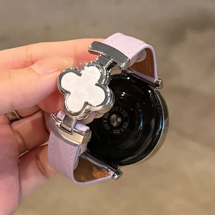 适用华为四叶草磁吸扣皮质手表表带watch3watch4GT5proGT6GT4