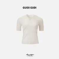 GUIDI GUDI【白色风车】时尚休闲短袖T恤 /黄加蓝