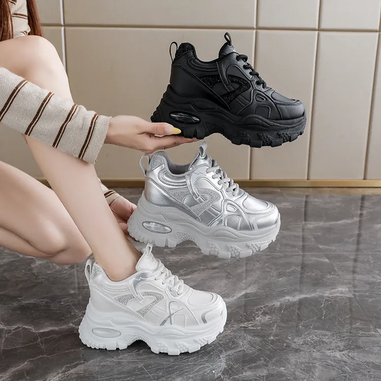 内增高女鞋8公分隐形增高老爹鞋韩版休闲鞋时尚ins秋冬季新款