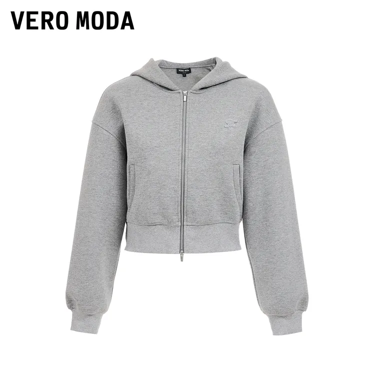 Vero Moda外套2025冬季新款闪粉短款字母连帽开衫卫衣3254J9002