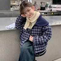 女童外套秋冬款2025新款洋气童装女孩格子棉衣儿童冬装棉服Q63401