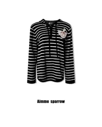 Aimmesparrow红/黑色条纹连帽毛衣