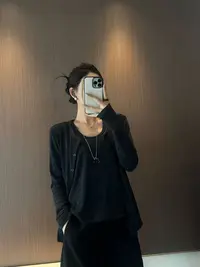 XIANJIE开衫款常规款宽松型长袖毛针织衫厚款开衫