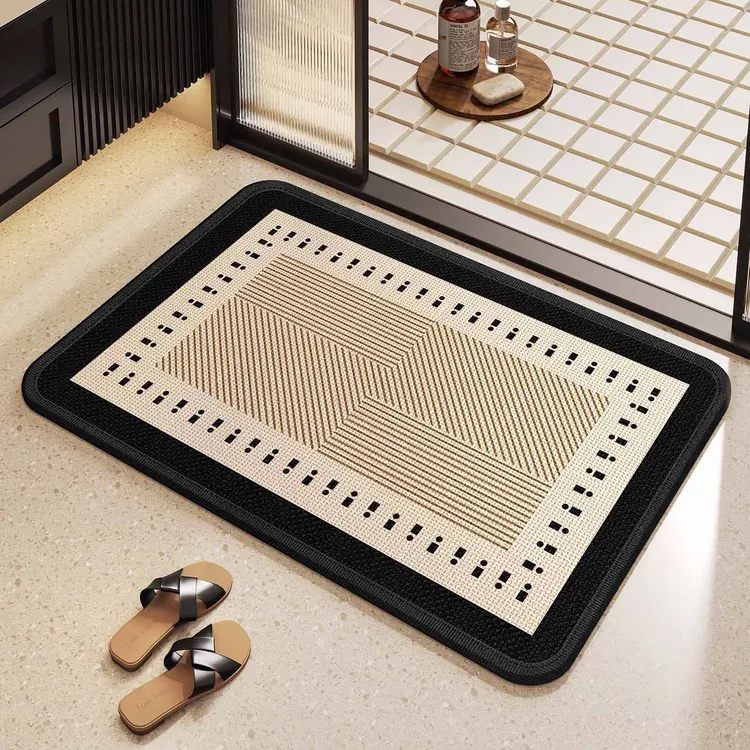 卫生间地垫浴室防滑吸水速干厕所门口洗手间编织亚麻硅藻脚垫定制
