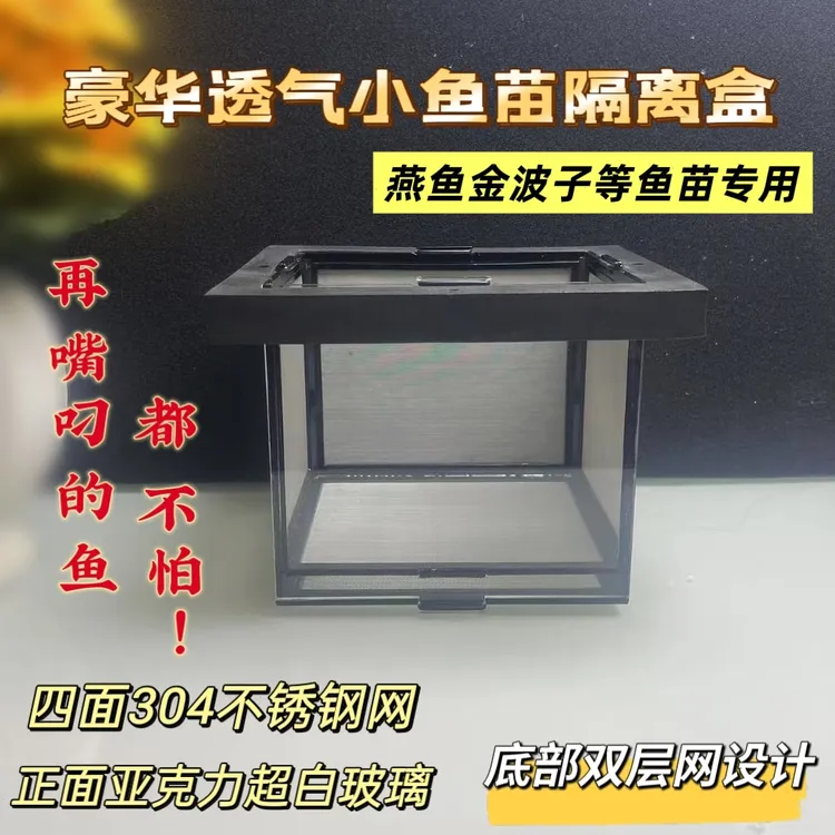 七彩炫舞专属50目304不锈钢亚克力隔离盒，双底防吸，防燕鱼金波子天使黑尾大勾。
