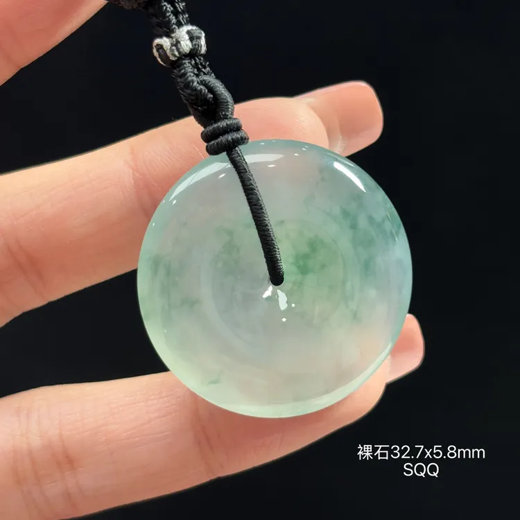 《缅甸翡翠珠宝严选》冰飘花平安扣设计吊坠（下单咨询客服）SQQ