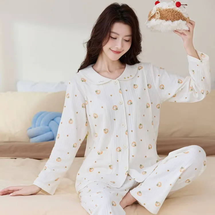 5104 纯棉孕妇装月子服秋冬加厚款哺乳套装印花产后喂奶家居服套