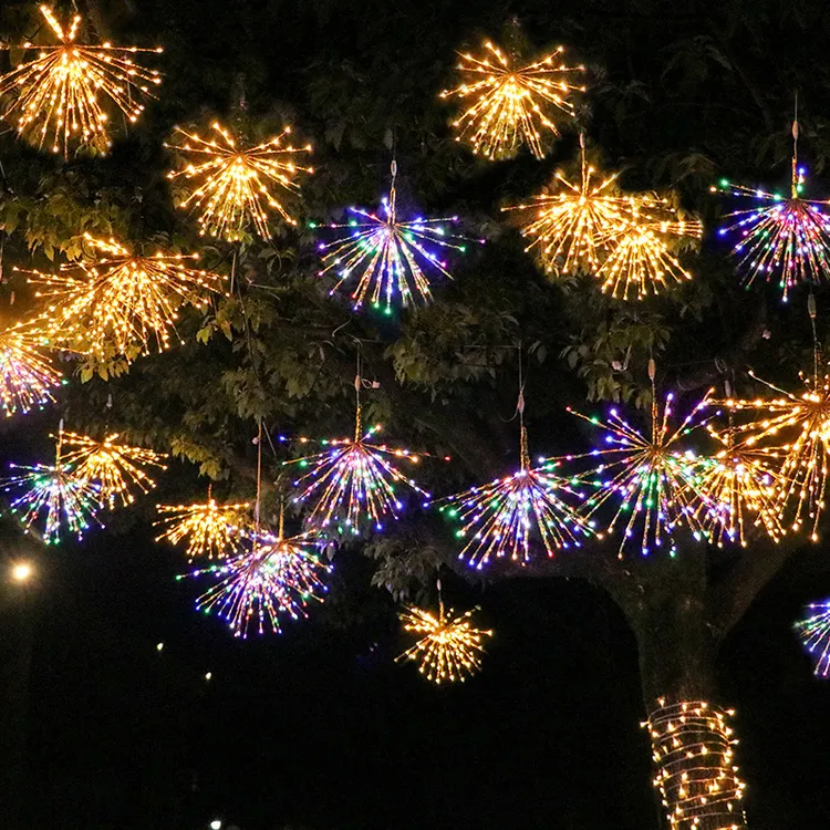 贺新年装饰烟花灯太阳能七彩变色彩灯串灯闪灯户外院子阳台氛围灯