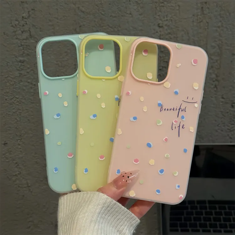 ins风彩色斑点适用苹果16pro创意iPhone15果冻手机壳可爱女华为60