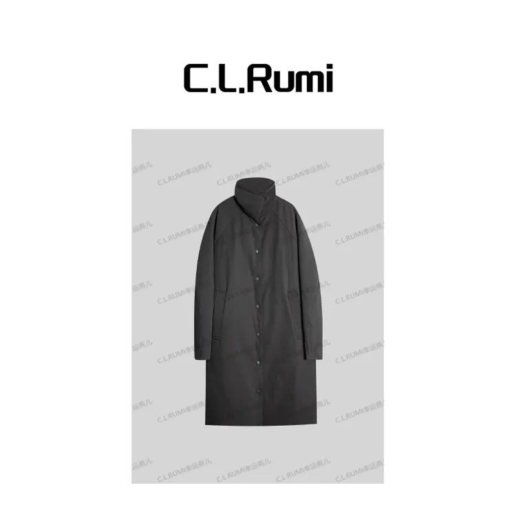 【Rumi精选】“北海岸“秋冬加厚保暖宽松立领腰带中长鹅绒服7192wt