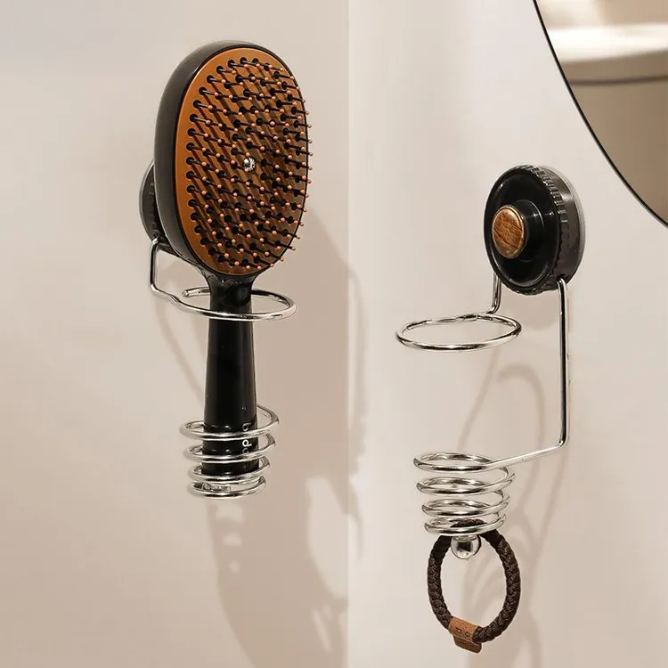 浴室梳子收纳不锈钢置物架吸盘免打孔壁挂剃须刀牙刷卫生间收纳筒