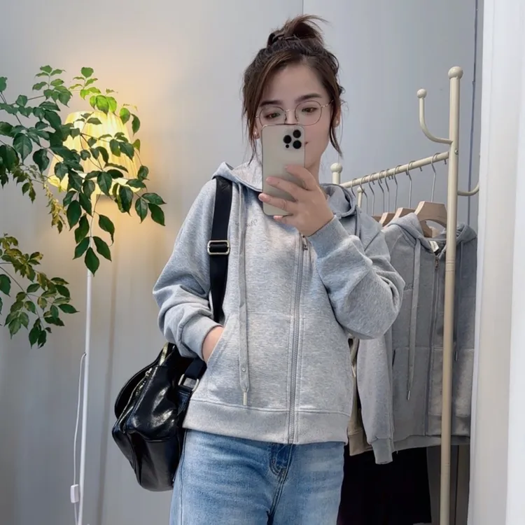 9008正肩（加绒/不加绒）小个子连帽卫衣休闲百搭宽松秋季时尚运动