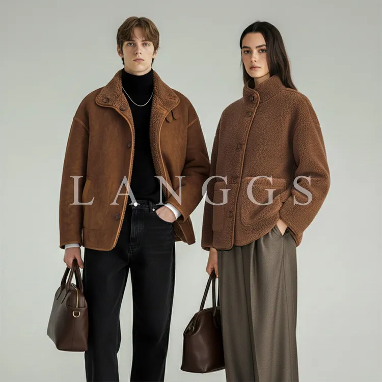 LANGGS&浪叔『森林漫步』 25冬季双面穿皮毛一体立领外套-FW54106
