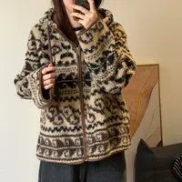 NANA【游牧外套】秋冬保暖加厚费尔岛提花连帽外套女宽松C0648