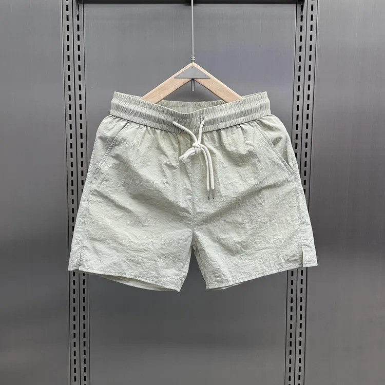 FANZHESA夏季薄款冰丝速干短裤男士2025潮牌休闲三分裤情侣抽绳纯