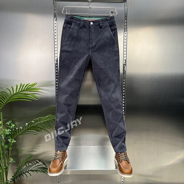 DIIC JAY/狄杰秋冬新款灯芯绒商务休闲裤男修身时尚百搭加绒加厚