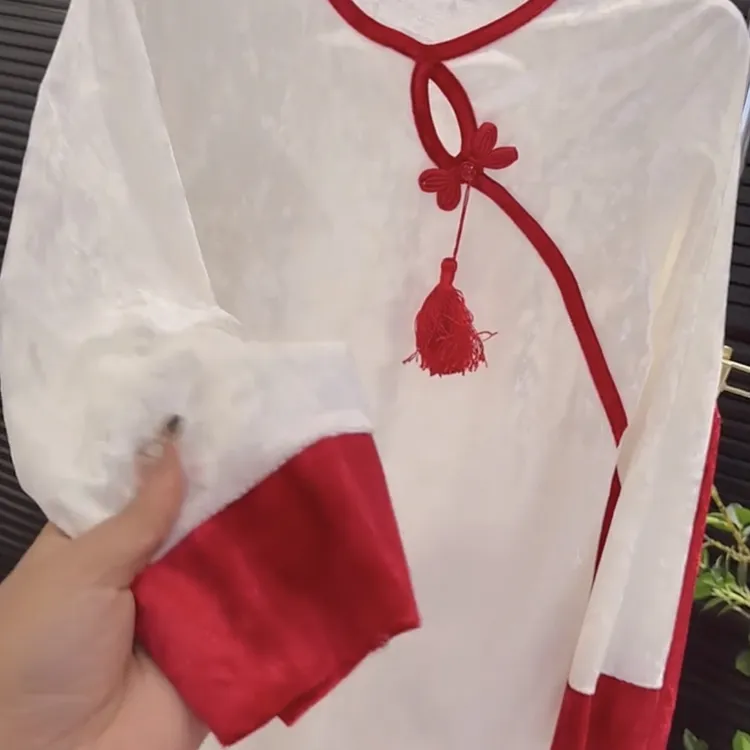 年轻洋气拼色新中式宽松大码国风女士睡衣套装可外出