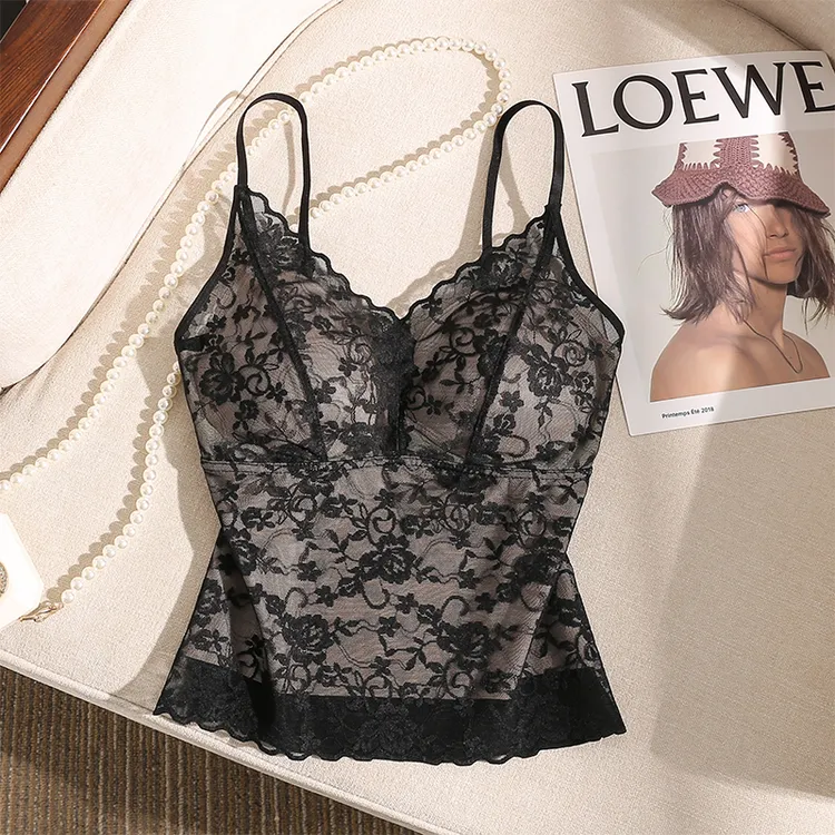 黑色蕾丝吊带背心女内搭夏季新款修身显瘦性感美背外穿无袖上衣