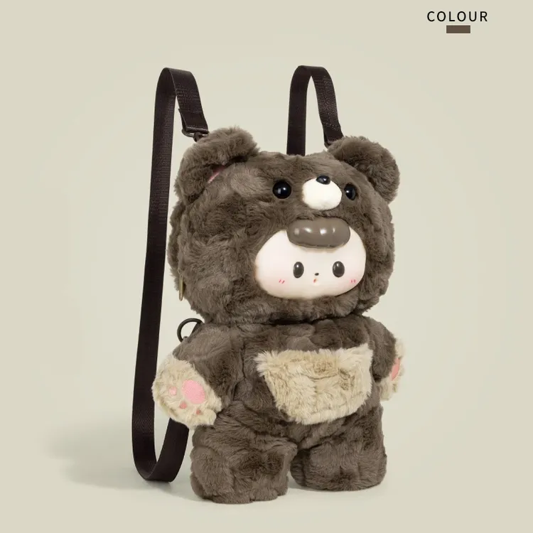 YBUGQI女生生日礼物可爱毛绒小熊双肩包女高颜值公仔小背包