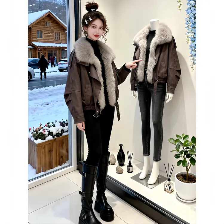 SHALLDOER【半岛黄昏】巨好看棉服女士冬季大毛领保暖外套过年战衣