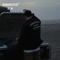 SIMWOOD/简木【宽松版】麂皮贴布绣珠帆格棉混纺教练夹克男SO130255