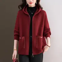 大码毛呢外套时尚高级感秋装加厚连帽开衫女新款时髦洋气妈妈上衣