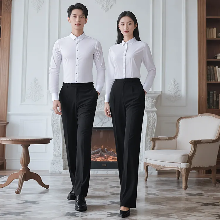 男女同款高端白色长袖衬衫工作服定制绣logo职业西装工装衬衣711