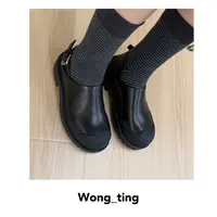 【wong_ting】小众设计师厚底拼接圆头英伦风乐福鞋6727