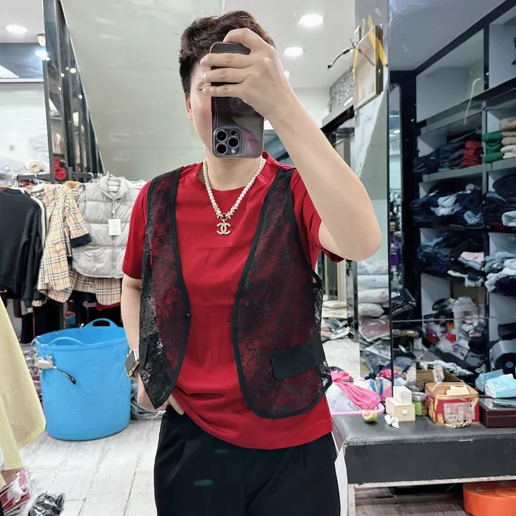 时尚假2件网纱马甲丝光棉新款3色上衣6967