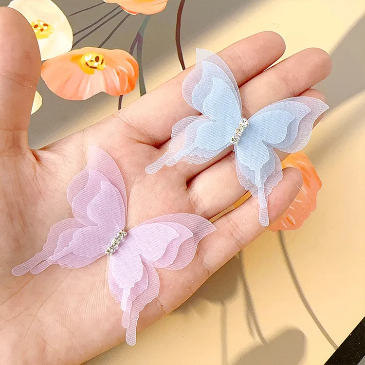 窗帘装饰品配件辅料小饰品三层带钻蝴蝶别针窗纱帘门飘窗点缀挂饰