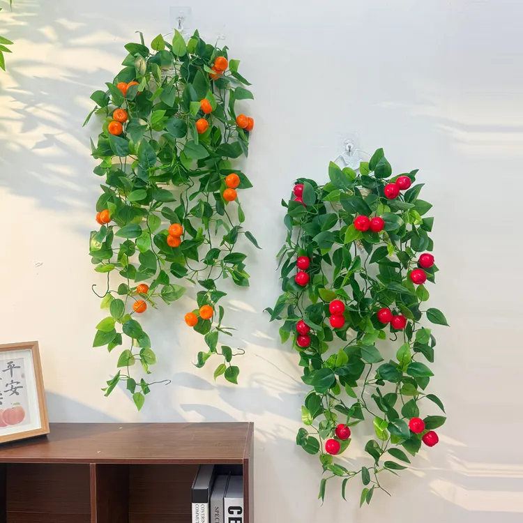 仿真果蔬藤绿萝客厅挂墙果子绿植壁挂装饰垂吊藤条室内藤蔓吊兰