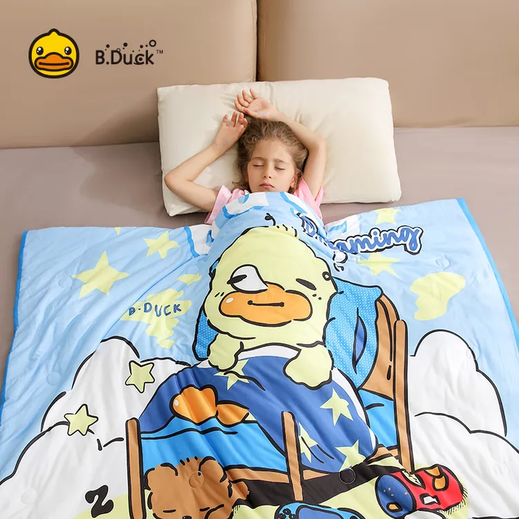 正品香港小黄鸭儿童卡通四季冰感被午睡床上舒适幼儿园专用午睡毯