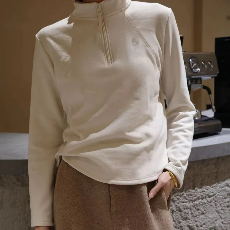 惠美家  百搭立领半拉链德绒加绒打底