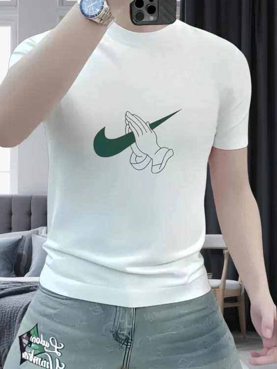 2025夏季新款潮流百搭圆领印花短袖修身显瘦休闲T恤