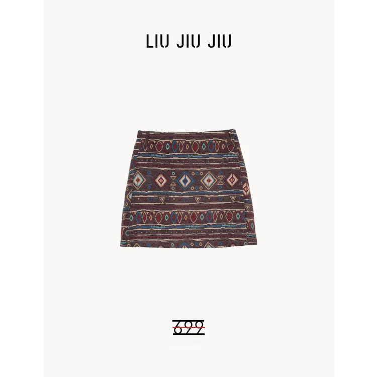 LIUJIUJIU 复古欧货高端定制短裙显瘦印花设计民族风半裙BQ4681L