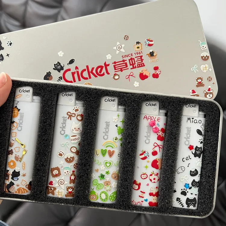 爆款草蜢打火机贴纸浮雕立体美甲贴纸小猫小熊防水diy打火机贴纸 