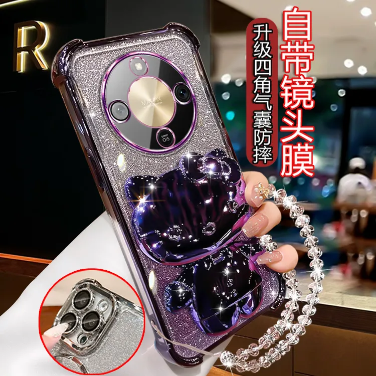 适用新款荣耀X70手机壳创意潮款女MTN-AN00镜头全包H0N0R带补妆镜