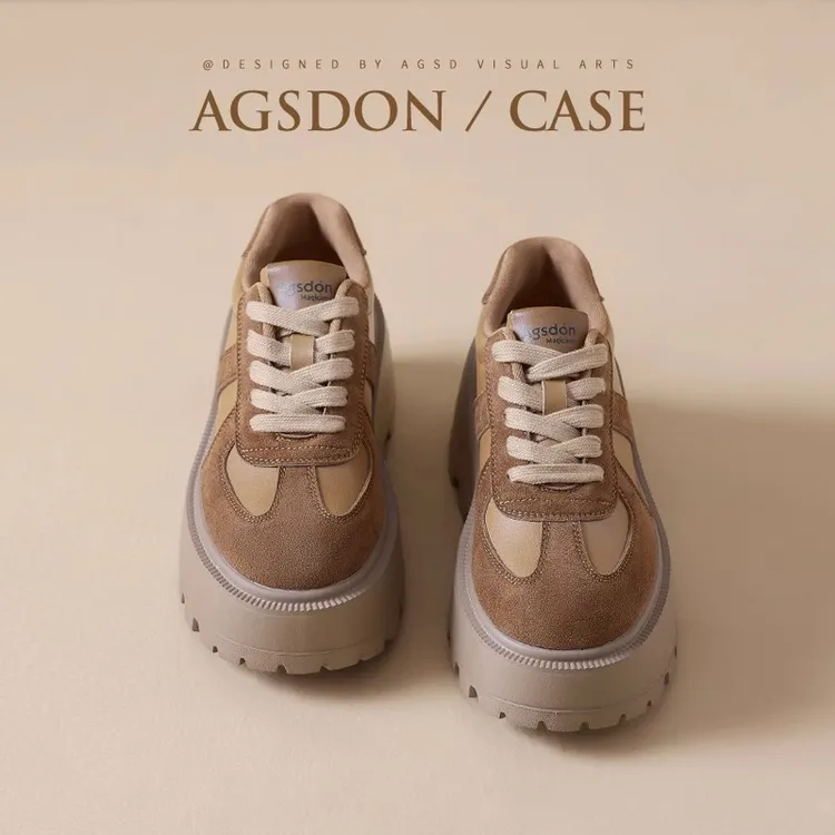 奥古狮登复古德训鞋女2025新款春季美拉德女鞋厚底松糕运动板鞋H