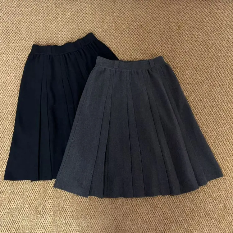 秋冬新款羊毛针织加厚百褶中裙