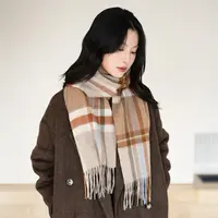 疯帽子 英伦风羊毛格纹围巾冬季保暖情侣围脖经典流苏披肩新款