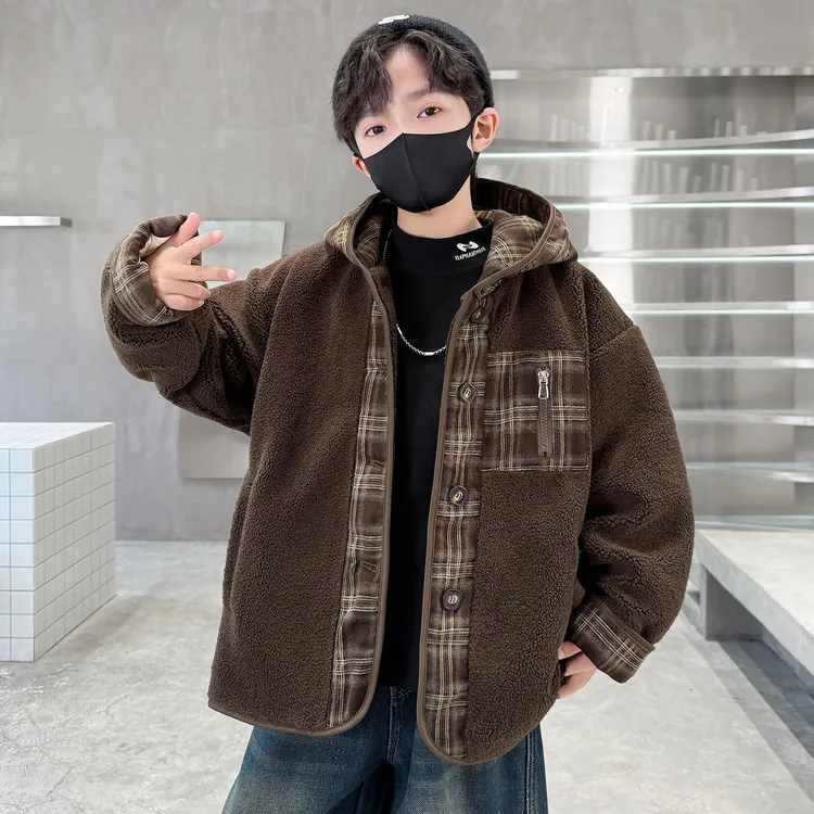 男童冬装外套加绒风衣毛毛衣新款夹棉中大童派克服男孩冬季儿童装