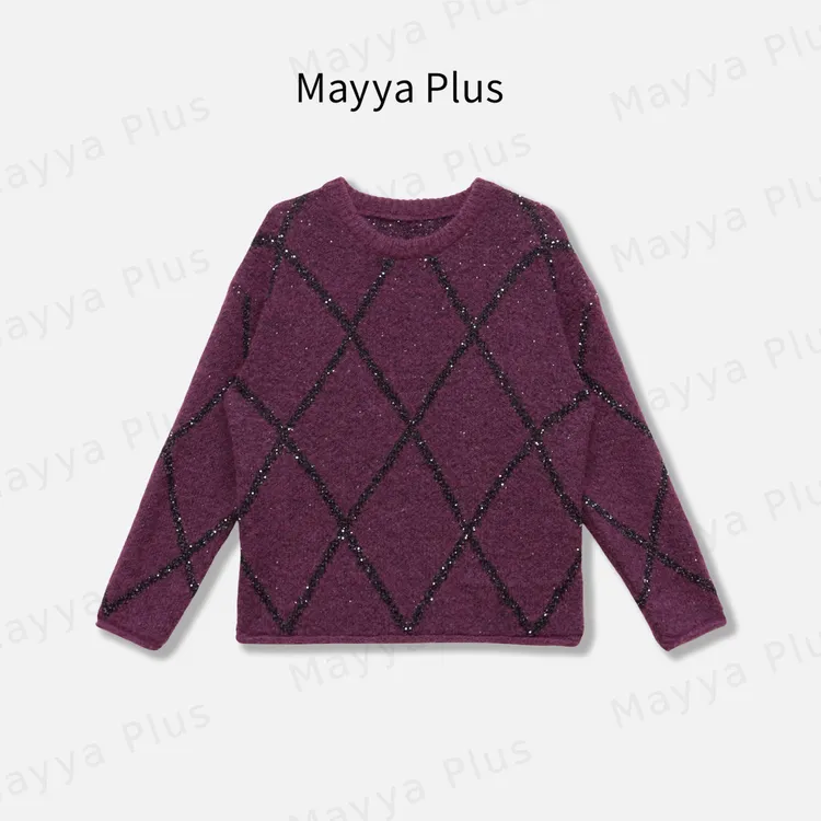 【亮格星】Mayya Plus麦芽定制气质显瘦流光风毛织上衣32546162