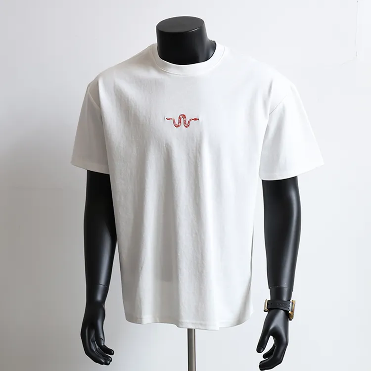 时尚简约小蛇刺绣短袖t恤衫男2025夏季新款帅气休闲内搭宽松上衣